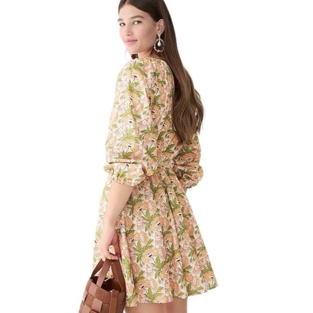 J.Crew Smocked Waist Mini Dress Liberty Butterfield Poppy Fabric Cottagecore XXS